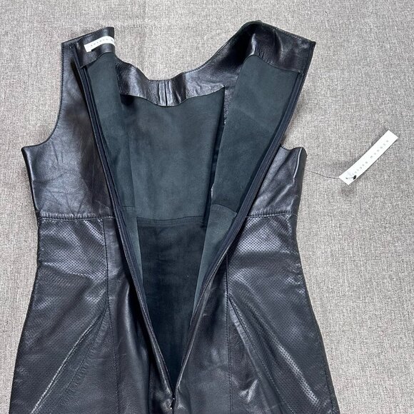 Susana Monaco 100% Lambs Leather Pencil Dress Women's 4 Black Party NWT - Picture 9 of 15
